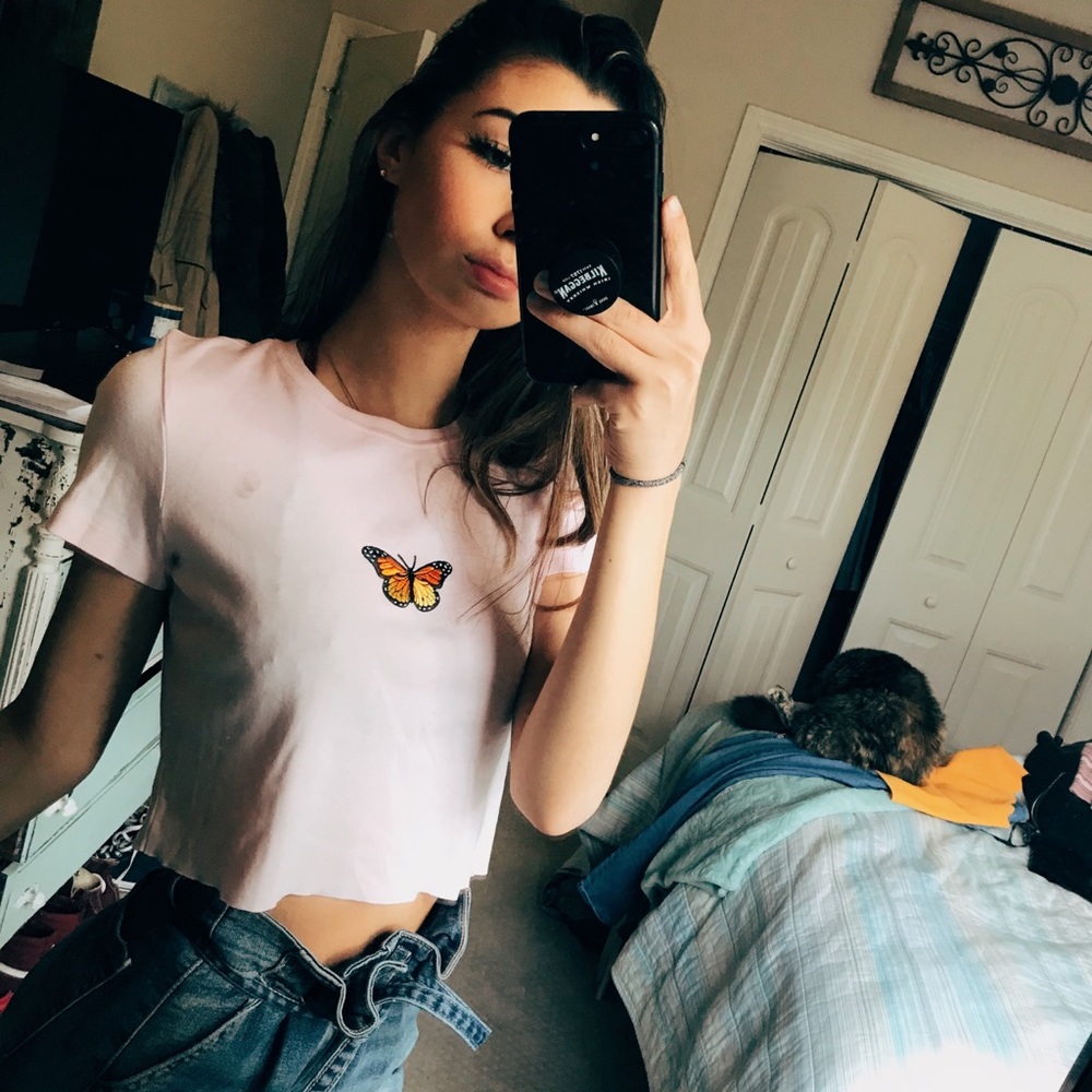 Upcycled Butterfly Crop Top